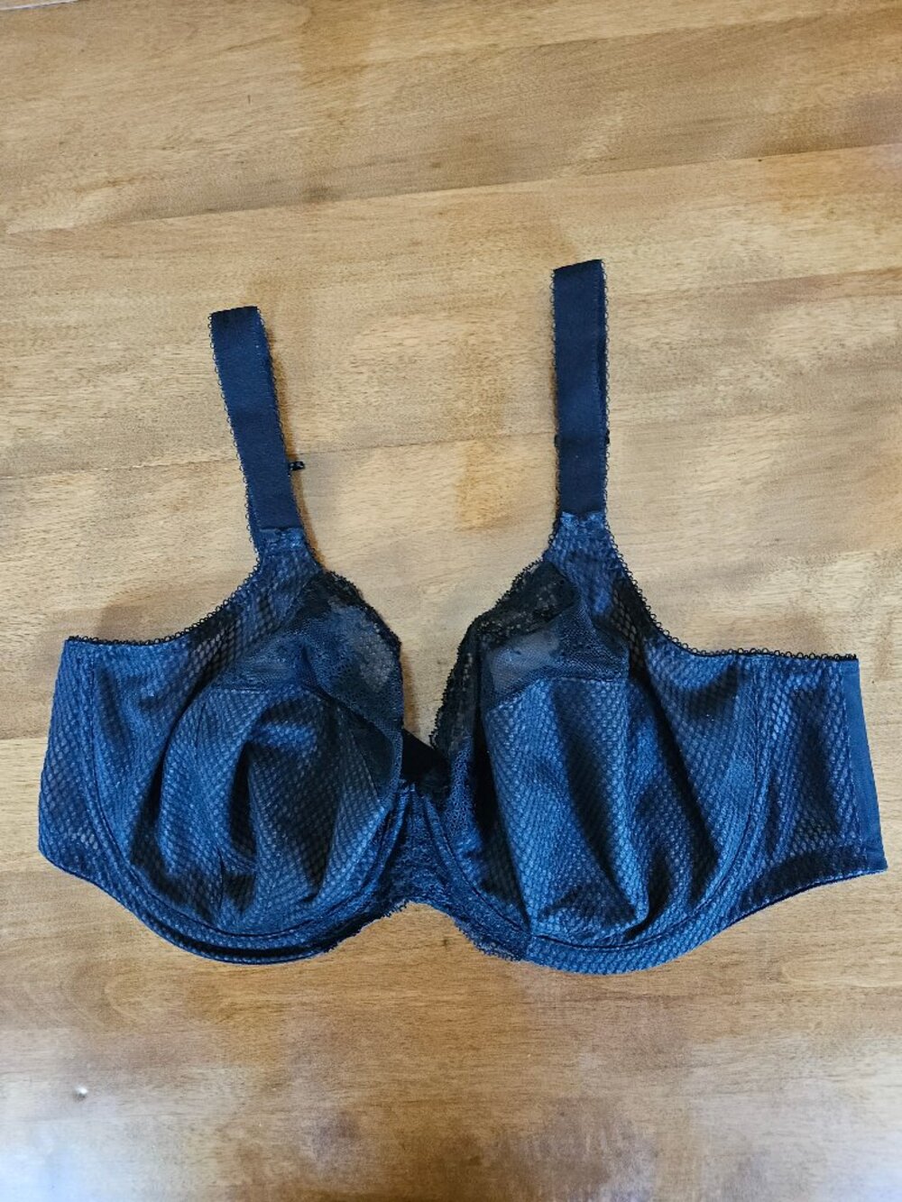 Elomi Charley Stretch Lace Plunge Underwire Bra UK 40F/US 40G Black